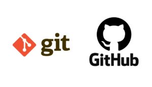 Fundo branco com logos do Git e Github