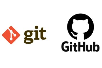 Fundo branco com logos do Git e Github